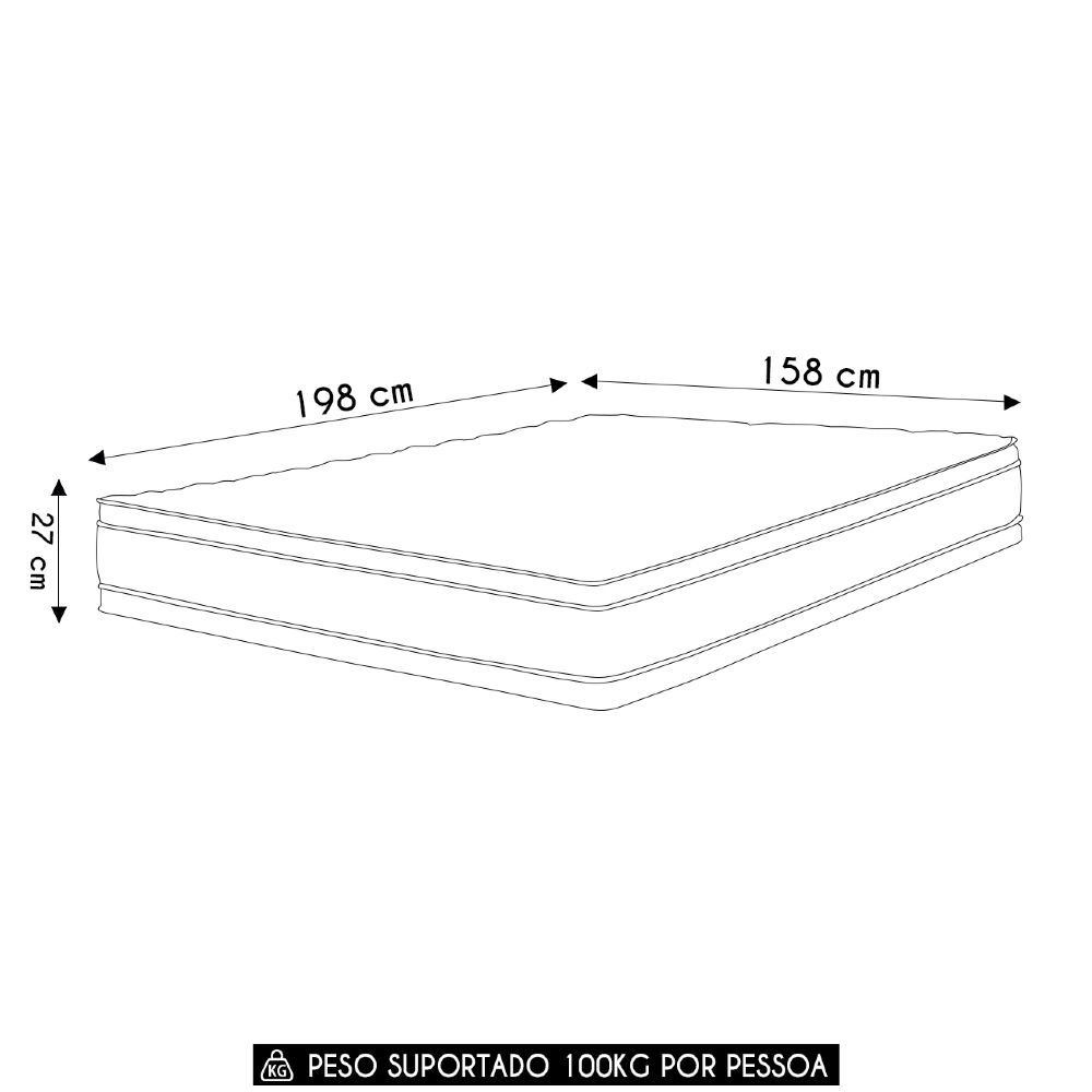 Colchão Queen Double Face Black & White Air D33 158x198x27cm - Castor