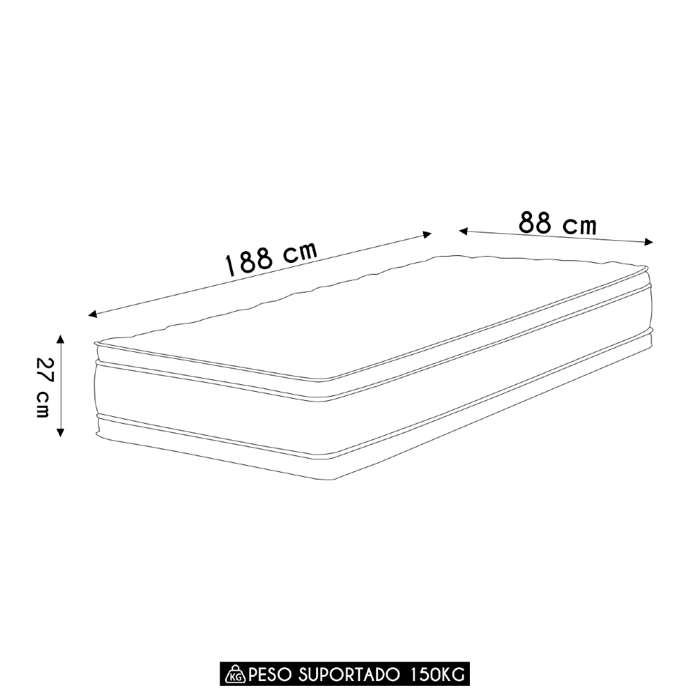 Colchão Solteiro Double Face Black & White Air D45 88x188x27cm - Castor