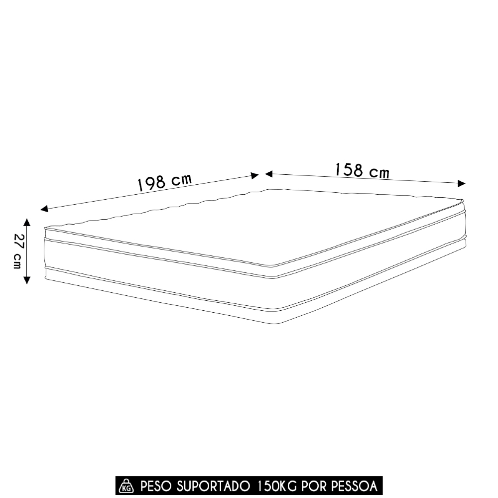 Colchão Queen Double Face Black & White Air D45 158x198x27cm - Castor