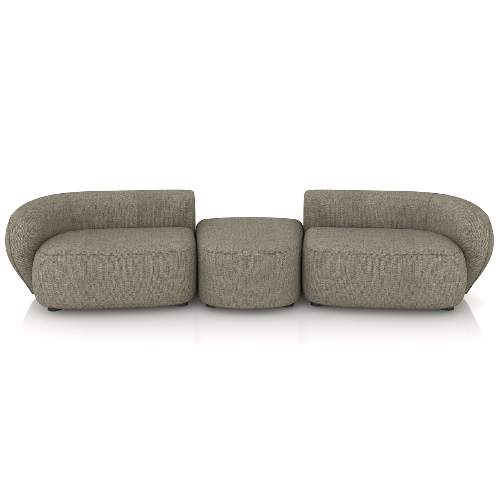 Sofá 4 Lugares Com Puff  302cm Orgânico Lyor Linho Bege Z55  - Mpozenato