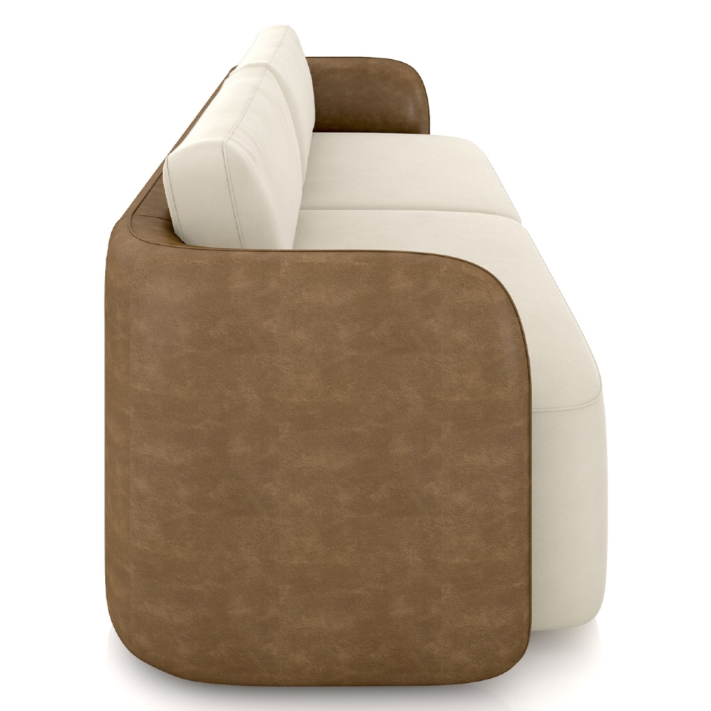 Sofá 3 Lugares 220cm Sala de Estar Karib Veludo Bege/Camel Z08 - Mpozenato