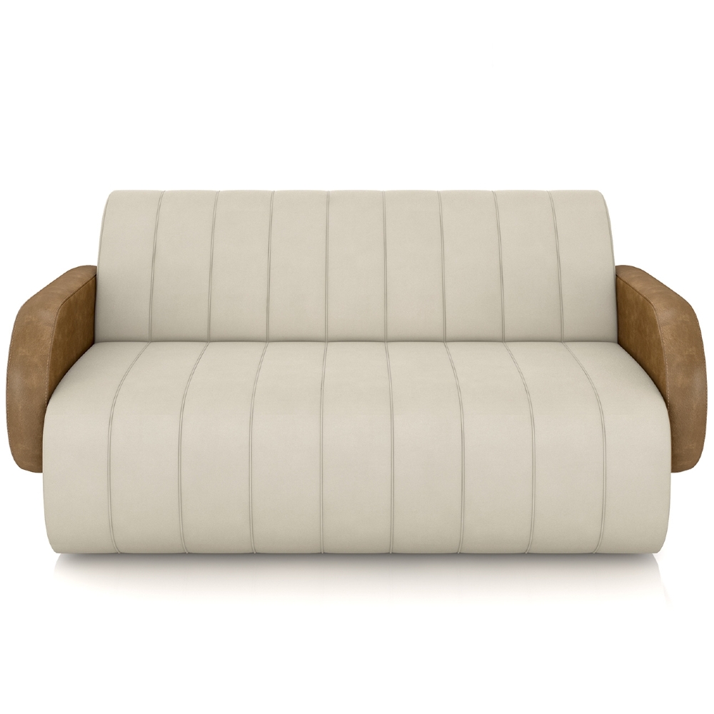 Sofá 2 Lugares 148cm Sala de Estar Munik Veludo Bege/Camel Z08 - Mpozenato