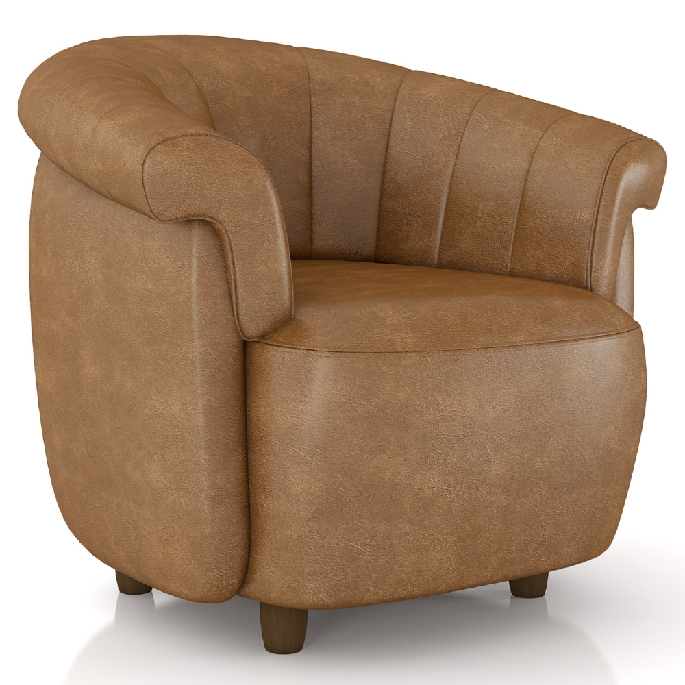 Poltrona Sala de Estar Pé Madeira Lykan Sintético Caramelo Z32 - Mpozenato