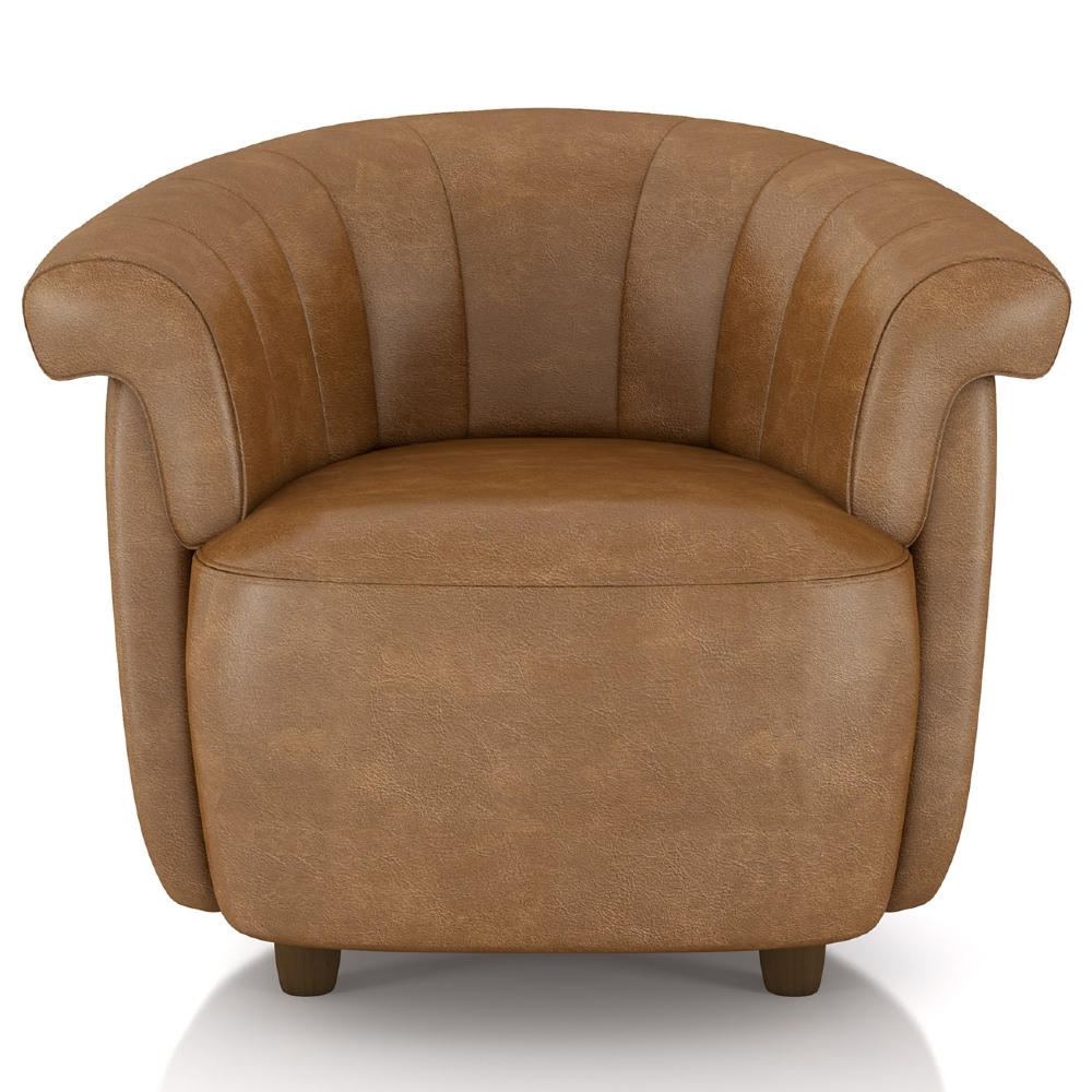 Poltrona Sala de Estar Pé Madeira Lykan Sintético Caramelo Z32 - Mpozenato