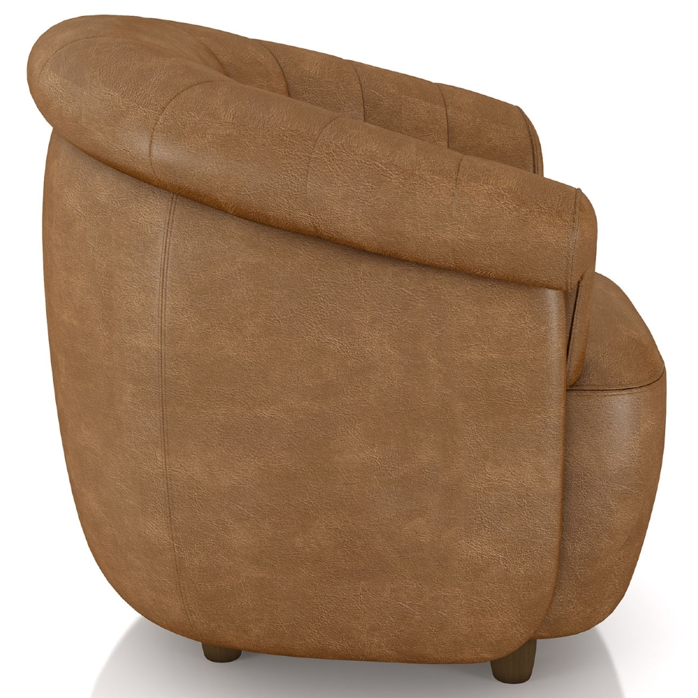 Poltrona Sala de Estar Pé Madeira Lykan Sintético Caramelo Z32 - Mpozenato