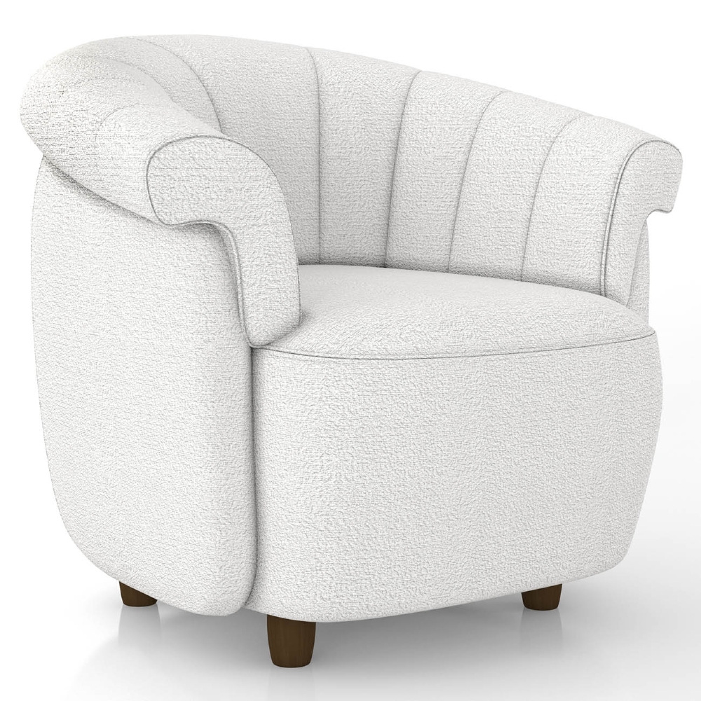 Poltrona Sala de Estar Pé Madeira Lykan Boucle Cru Z32      - Mpozenato