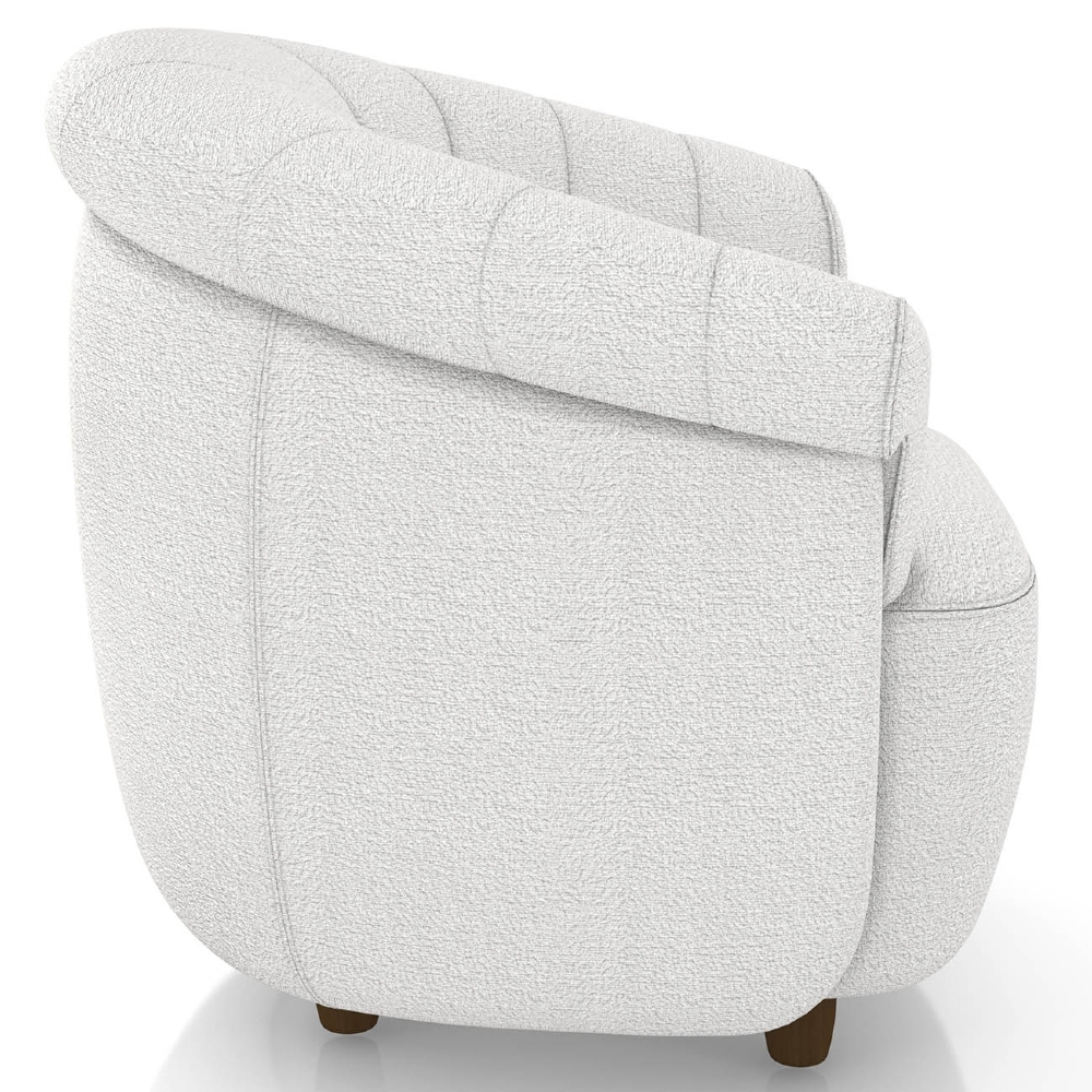 Poltrona Sala de Estar Pé Madeira Lykan Boucle Cru Z32      - Mpozenato