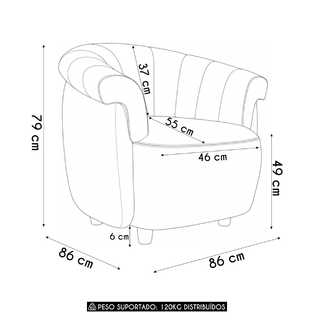 Poltrona Sala de Estar Pé Madeira Lykan Veludo Bege Z32     - Mpozenato