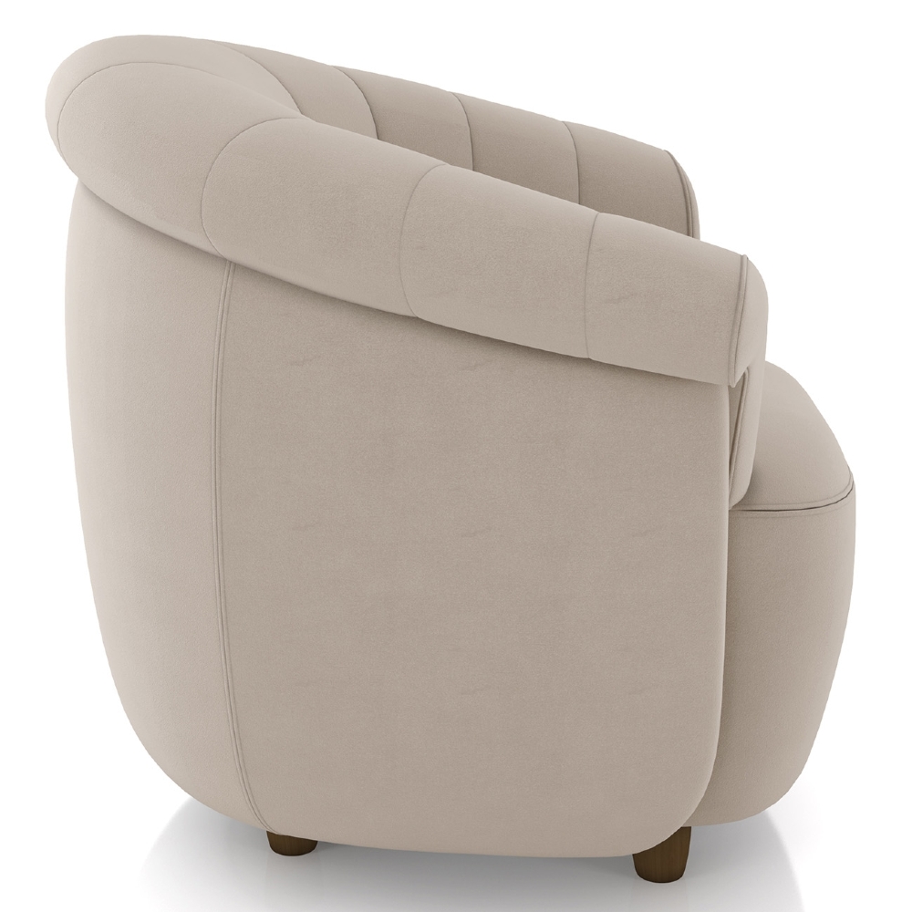 Poltrona Sala de Estar Pé Madeira Lykan Veludo Bege Z32     - Mpozenato