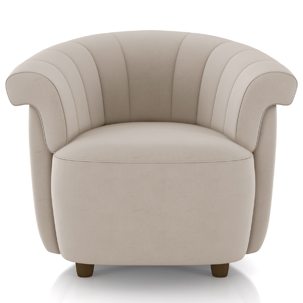 Poltrona Sala de Estar Pé Madeira Lykan Veludo Bege Z32     - Mpozenato