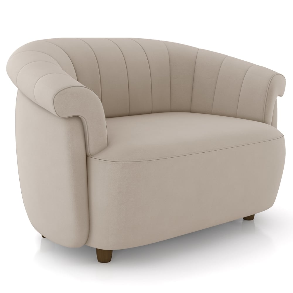 Sofá 2 Lugares 150cm Namoradeira Lykan Veludo Bege Z32    - Mpozenato