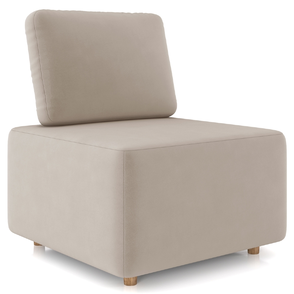 Poltrona Sala de Estar Decorativa Rovier Veludo Bege Z32     - Mpozenato