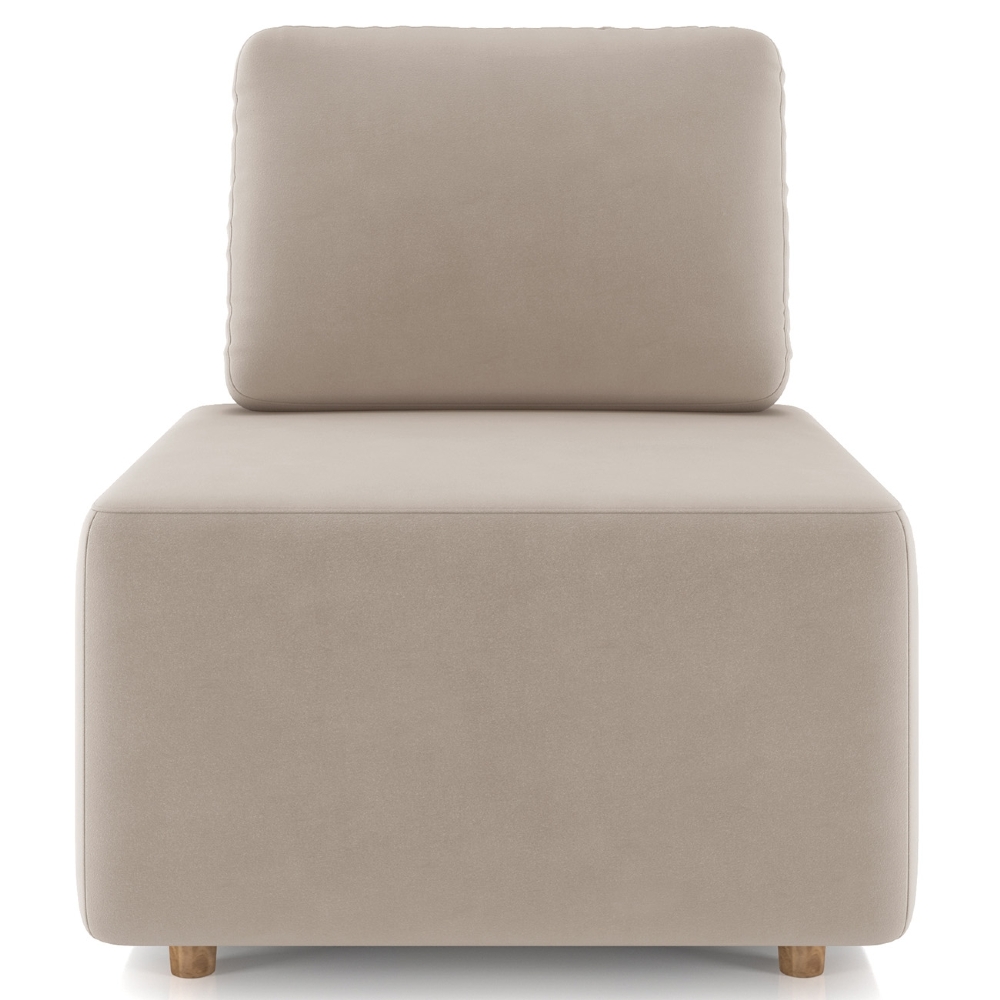 Poltrona Sala de Estar Decorativa Rovier Veludo Bege Z32     - Mpozenato