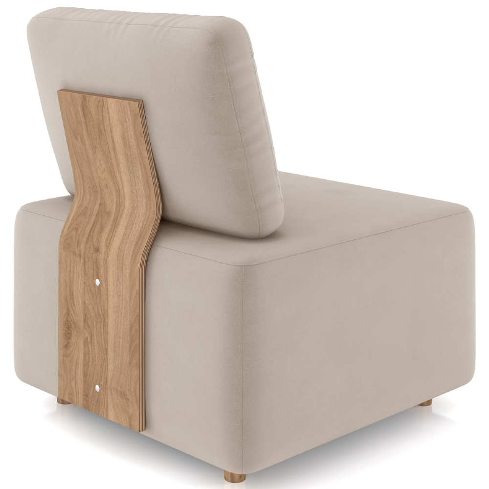 Poltrona Sala de Estar Decorativa Rovier Veludo Bege Z32     - Mpozenato