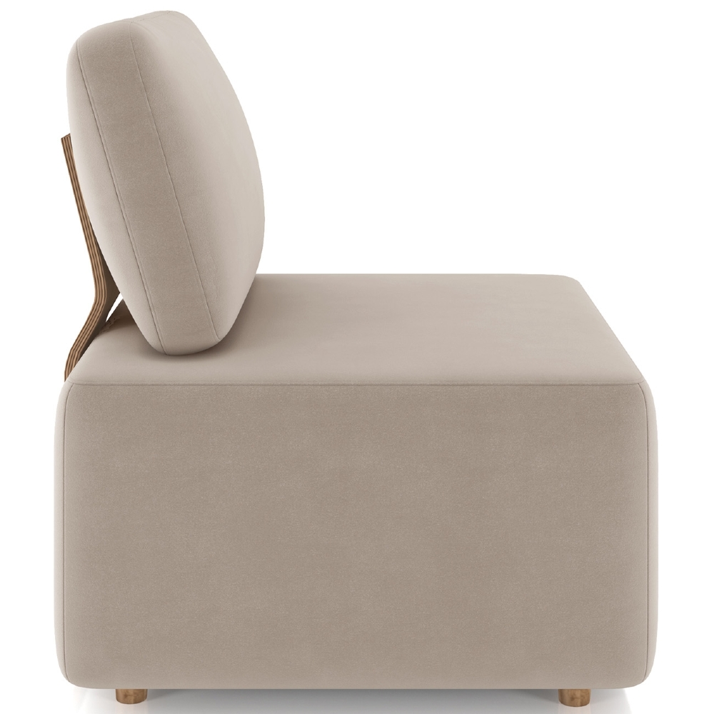 Poltrona Sala de Estar Decorativa Rovier Veludo Bege Z32     - Mpozenato