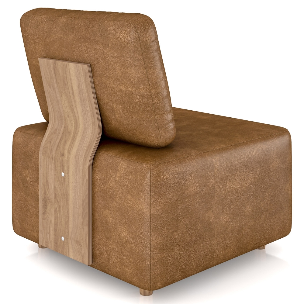 Poltrona Sala de Estar Decorativa Rovier Sintético Caramelo Z32 - Mpozenato