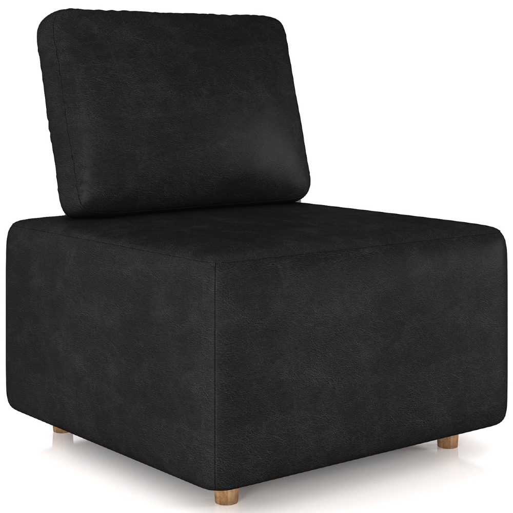 Poltrona Sala de Estar Decorativa Rovier Sintético Preto Z32 - Mpozenato