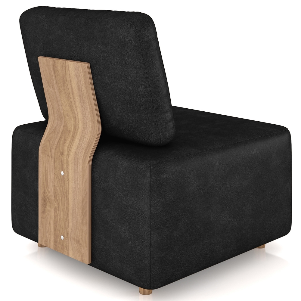 Poltrona Sala de Estar Decorativa Rovier Sintético Preto Z32 - Mpozenato