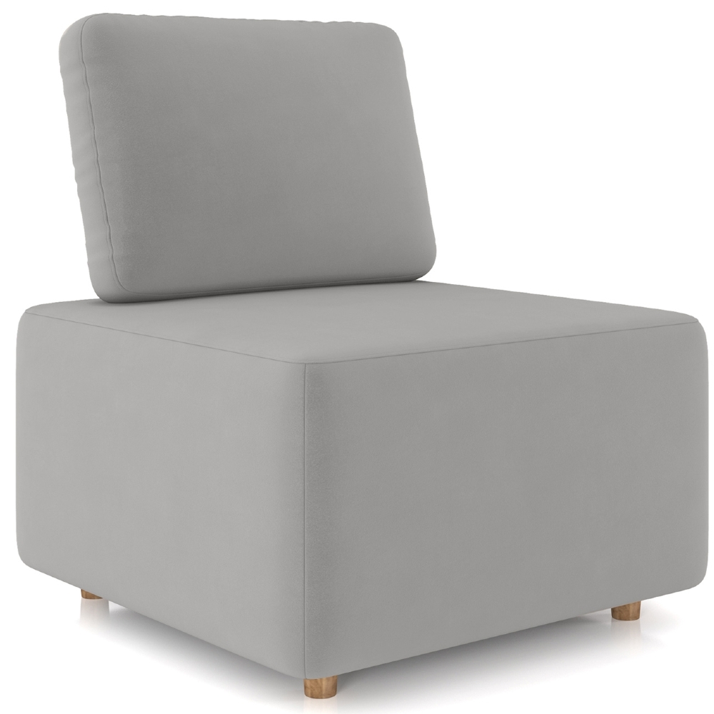 Poltrona Sala de Estar Decorativa Rovier Veludo Cinza Z32      - Mpozenato