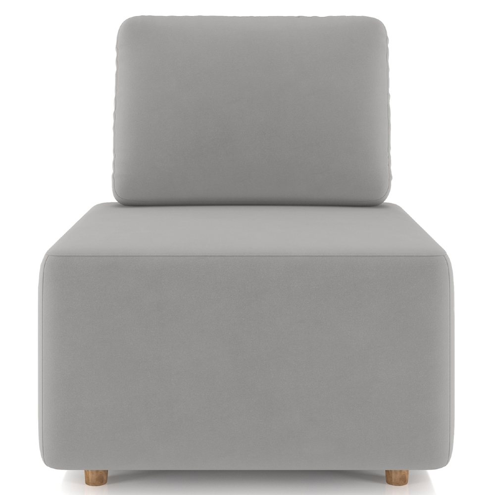 Poltrona Sala de Estar Decorativa Rovier Veludo Cinza Z32      - Mpozenato