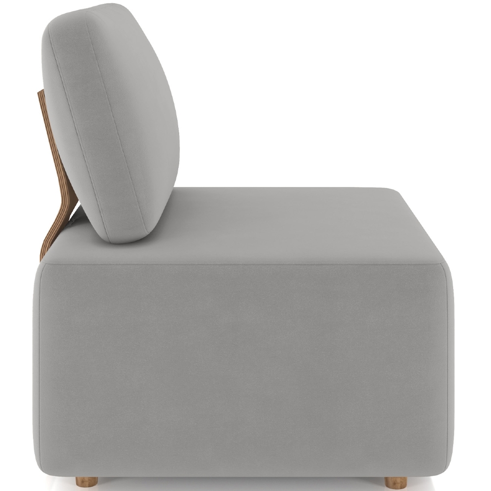 Poltrona Sala de Estar Decorativa Rovier Veludo Cinza Z32      - Mpozenato