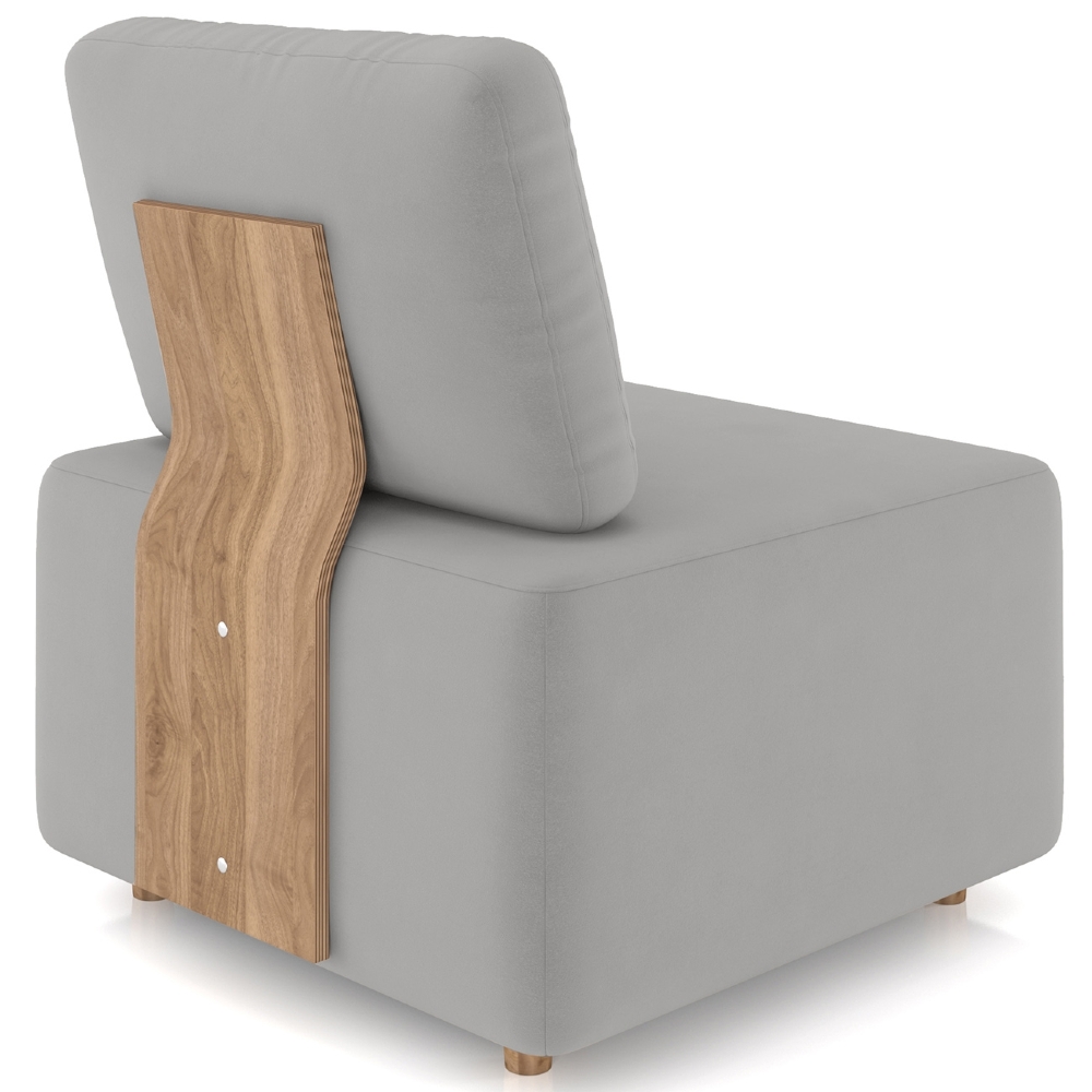 Poltrona Sala de Estar Decorativa Rovier Veludo Cinza Z32      - Mpozenato