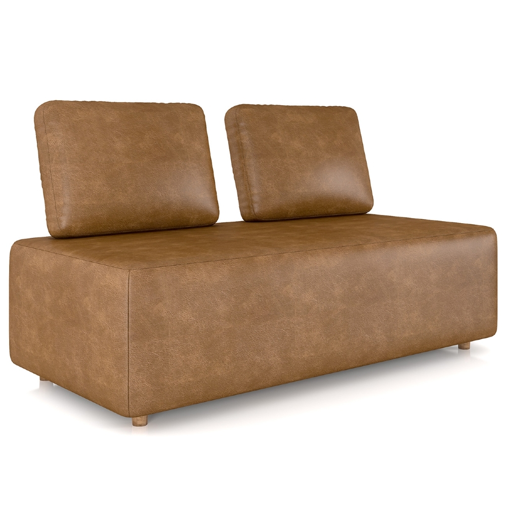 Sofá 2 Lugares 148cm Sala de Estar Rovier Sintético Caramelo Z32 - Mpozenato