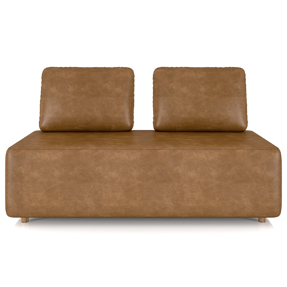 Sofá 2 Lugares 148cm Sala de Estar Rovier Sintético Caramelo Z32 - Mpozenato