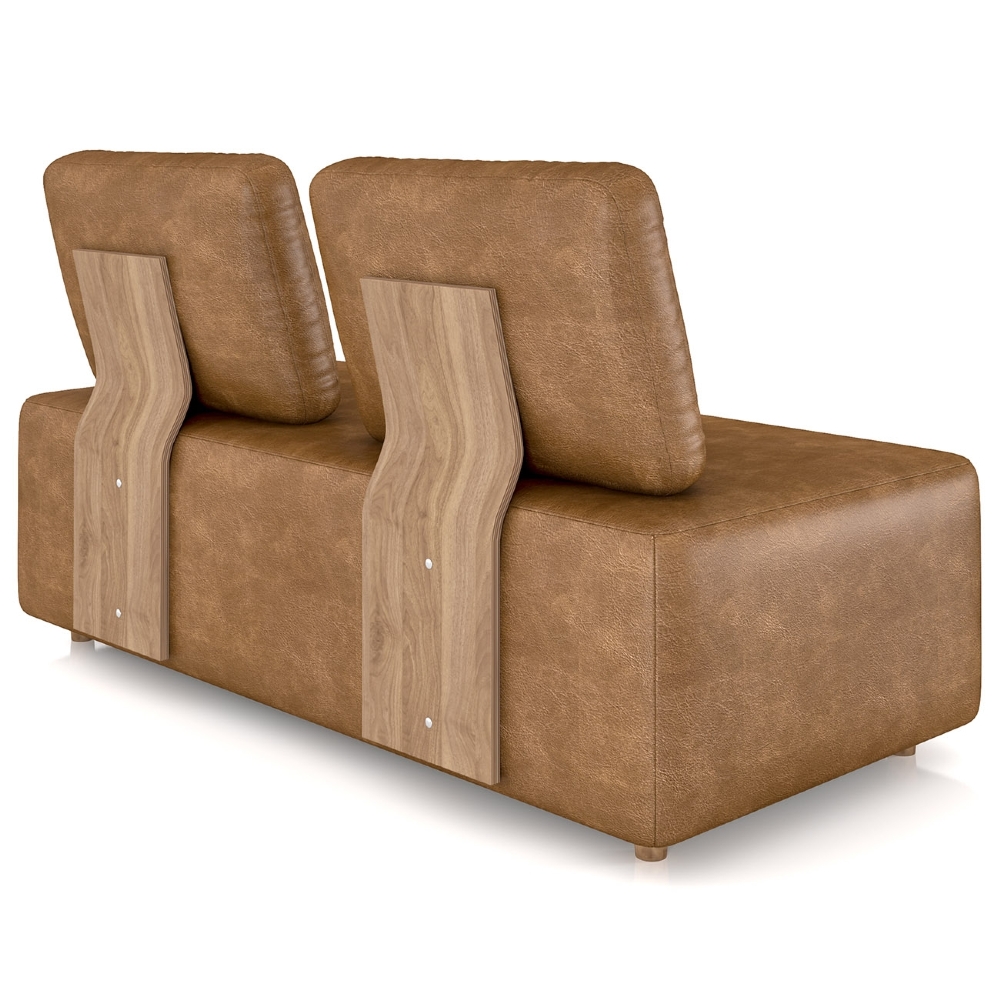 Sofá 2 Lugares 148cm Sala de Estar Rovier Sintético Caramelo Z32 - Mpozenato