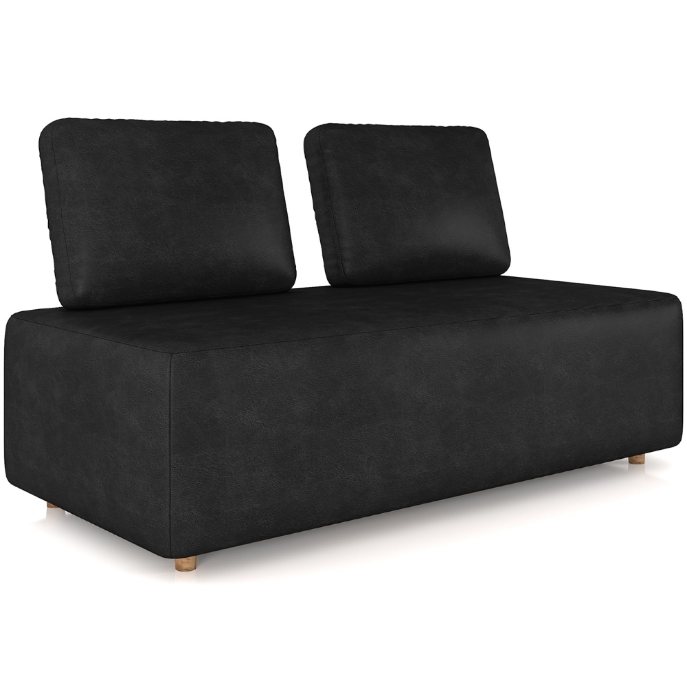 Sofá 2 Lugares 148cm Sala de Estar Rovier Sintético Preto Z32 - Mpozenato