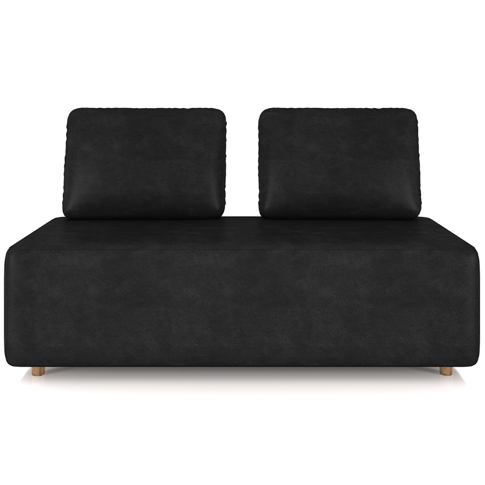 Sofá 2 Lugares 148cm Sala de Estar Rovier Sintético Preto Z32 - Mpozenato