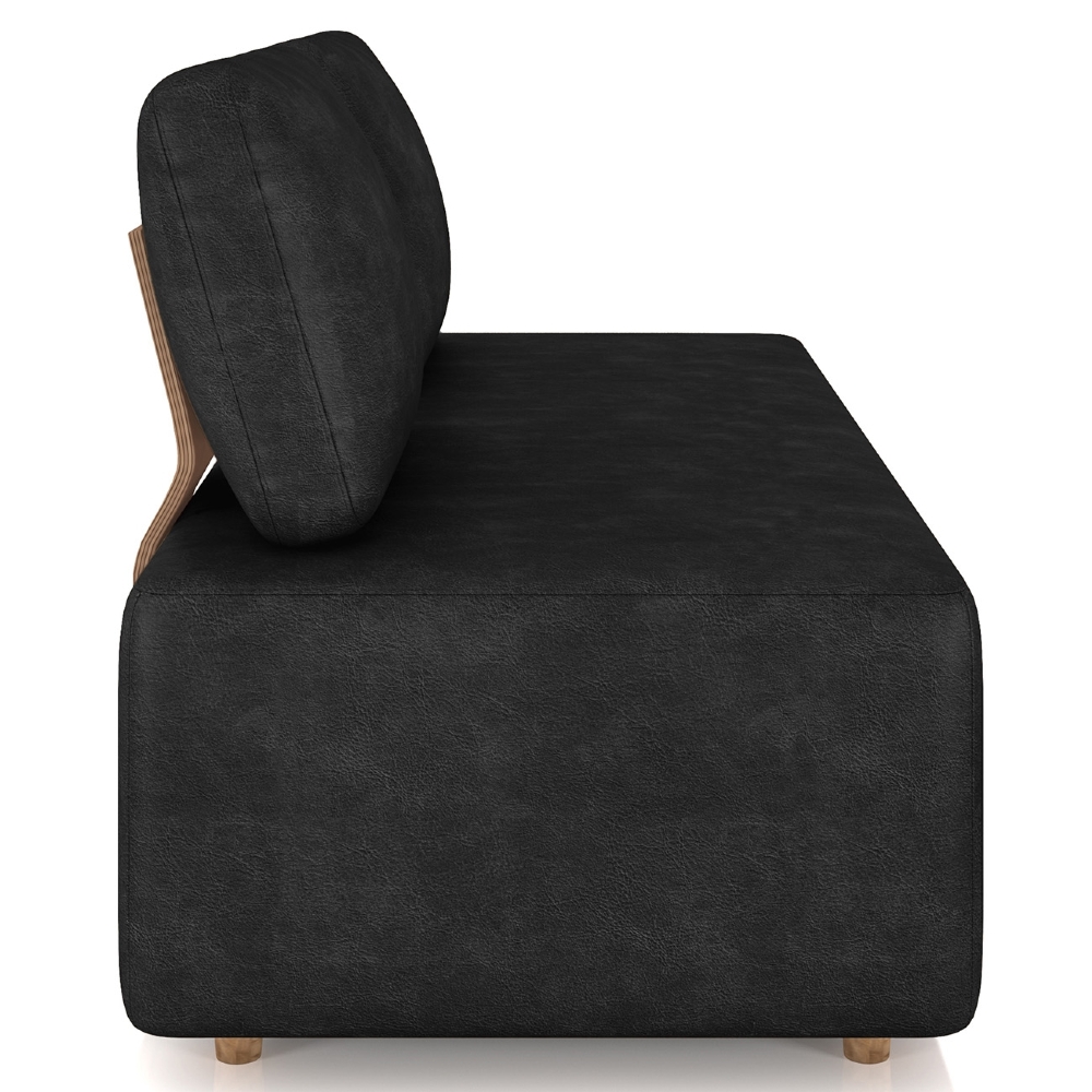 Sofá 2 Lugares 148cm Sala de Estar Rovier Sintético Preto Z32 - Mpozenato