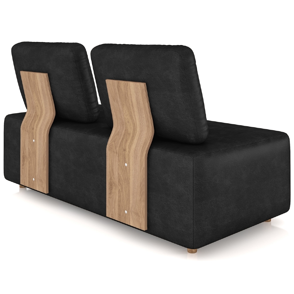 Sofá 2 Lugares 148cm Sala de Estar Rovier Sintético Preto Z32 - Mpozenato