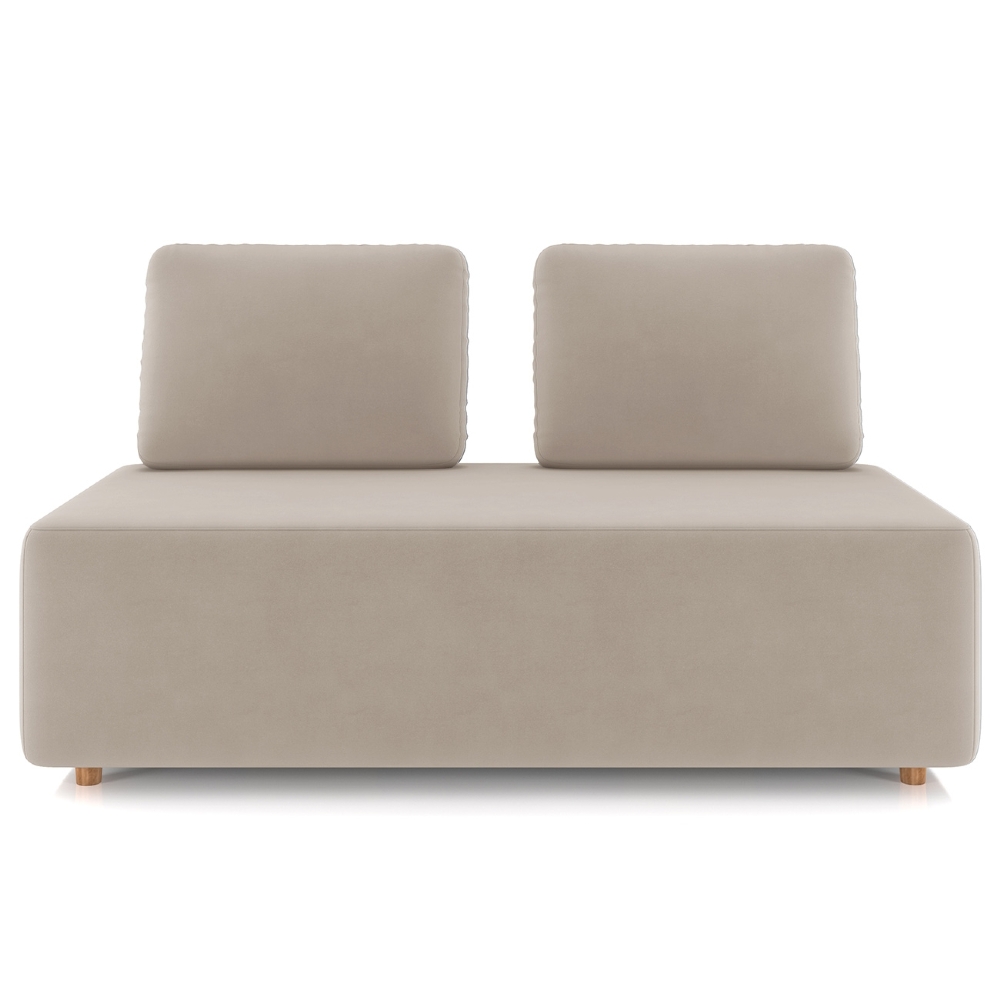 Sofá 2 Lugares 148cm Sala de Estar Rovier Veludo Bege Z32   - Mpozenato