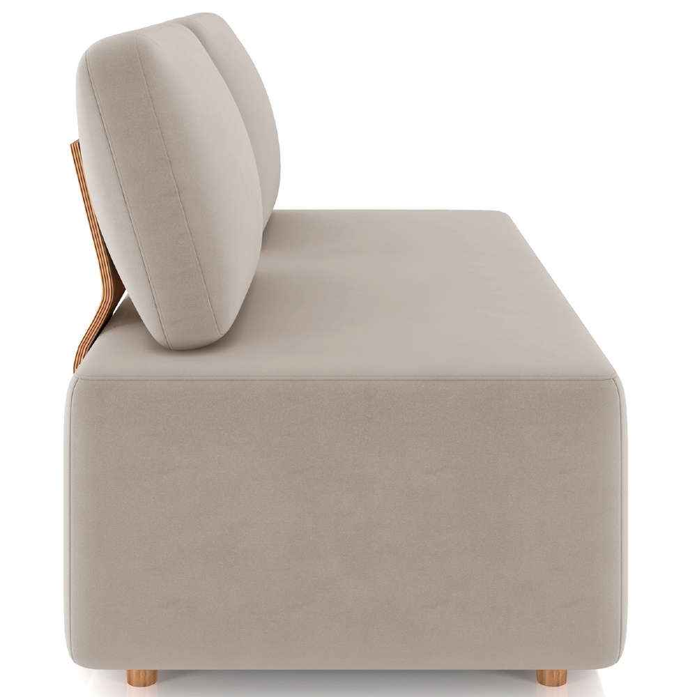 Sofá 2 Lugares 148cm Sala de Estar Rovier Veludo Bege Z32   - Mpozenato