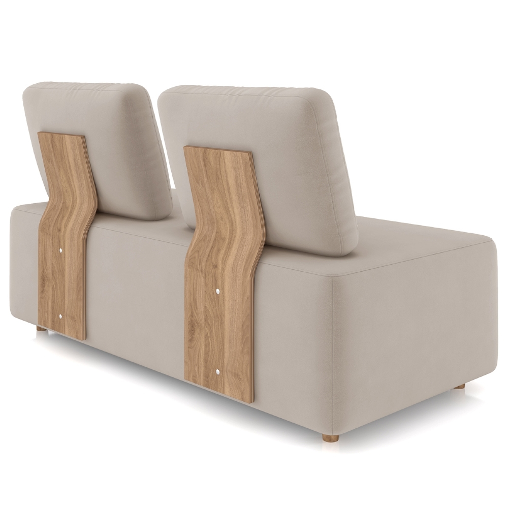 Sofá 2 Lugares 148cm Sala de Estar Rovier Veludo Bege Z32   - Mpozenato