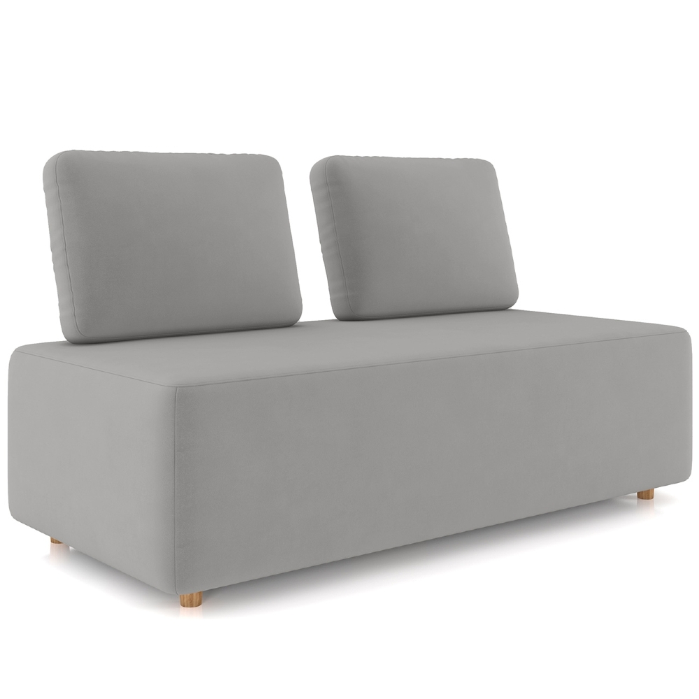 Sofá 2 Lugares 148cm Sala de Estar Rovier Veludo Cinza Z32    - Mpozenato