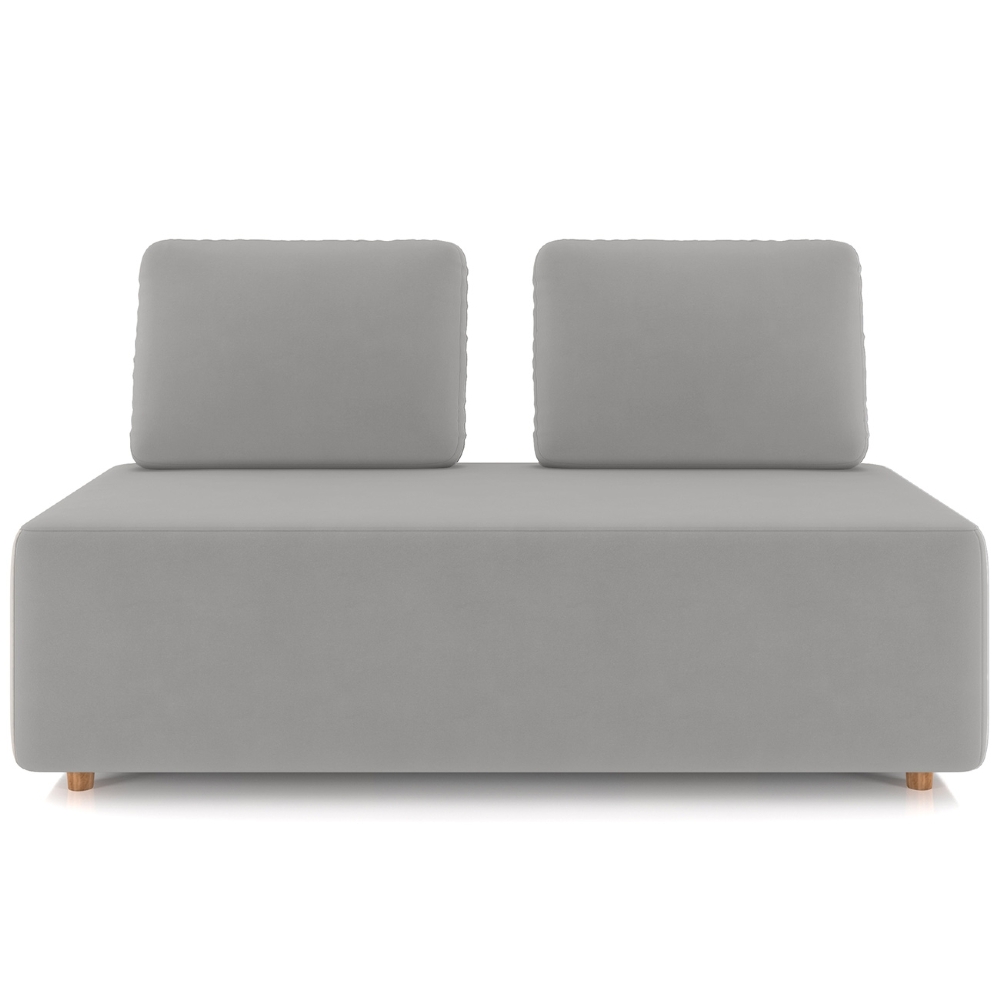 Sofá 2 Lugares 148cm Sala de Estar Rovier Veludo Cinza Z32    - Mpozenato