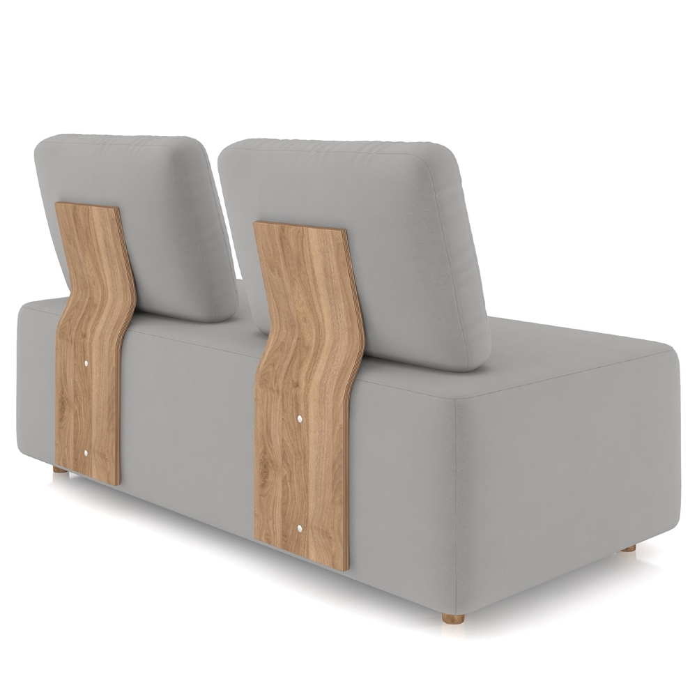 Sofá 2 Lugares 148cm Sala de Estar Rovier Veludo Cinza Z32    - Mpozenato