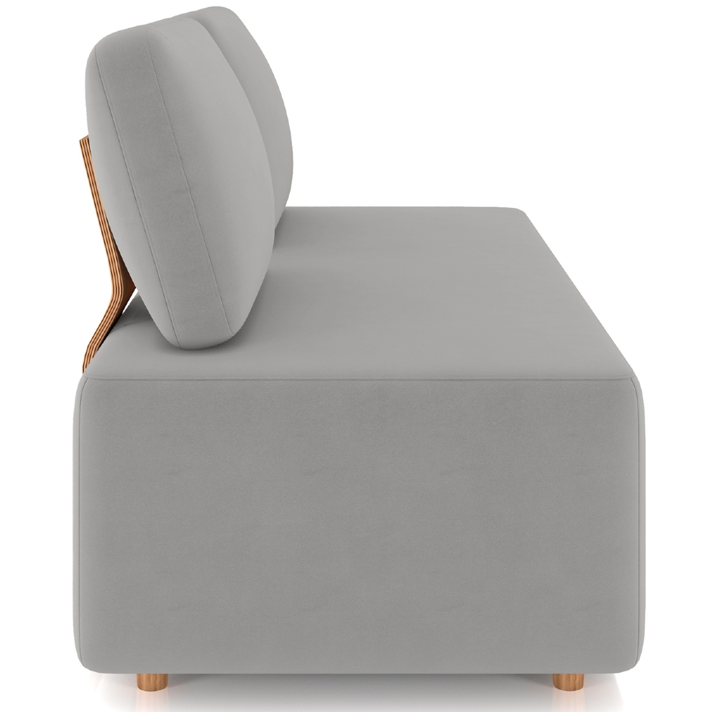 Sofá 2 Lugares 148cm Sala de Estar Rovier Veludo Cinza Z32    - Mpozenato