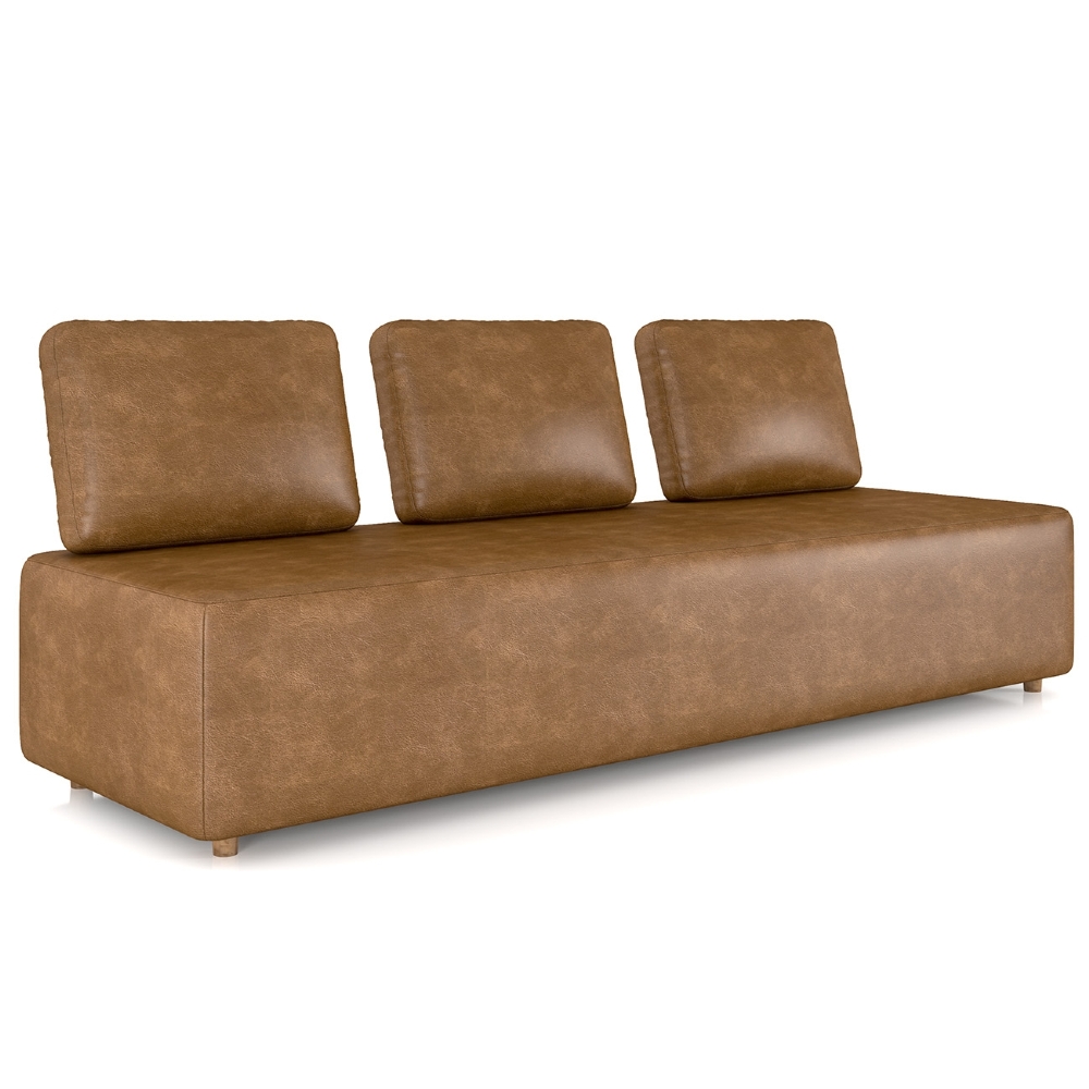 Sofá 3 Lugares 222cm Sala de Estar Rovier Sintético Caramelo Z32 - Mpozenato