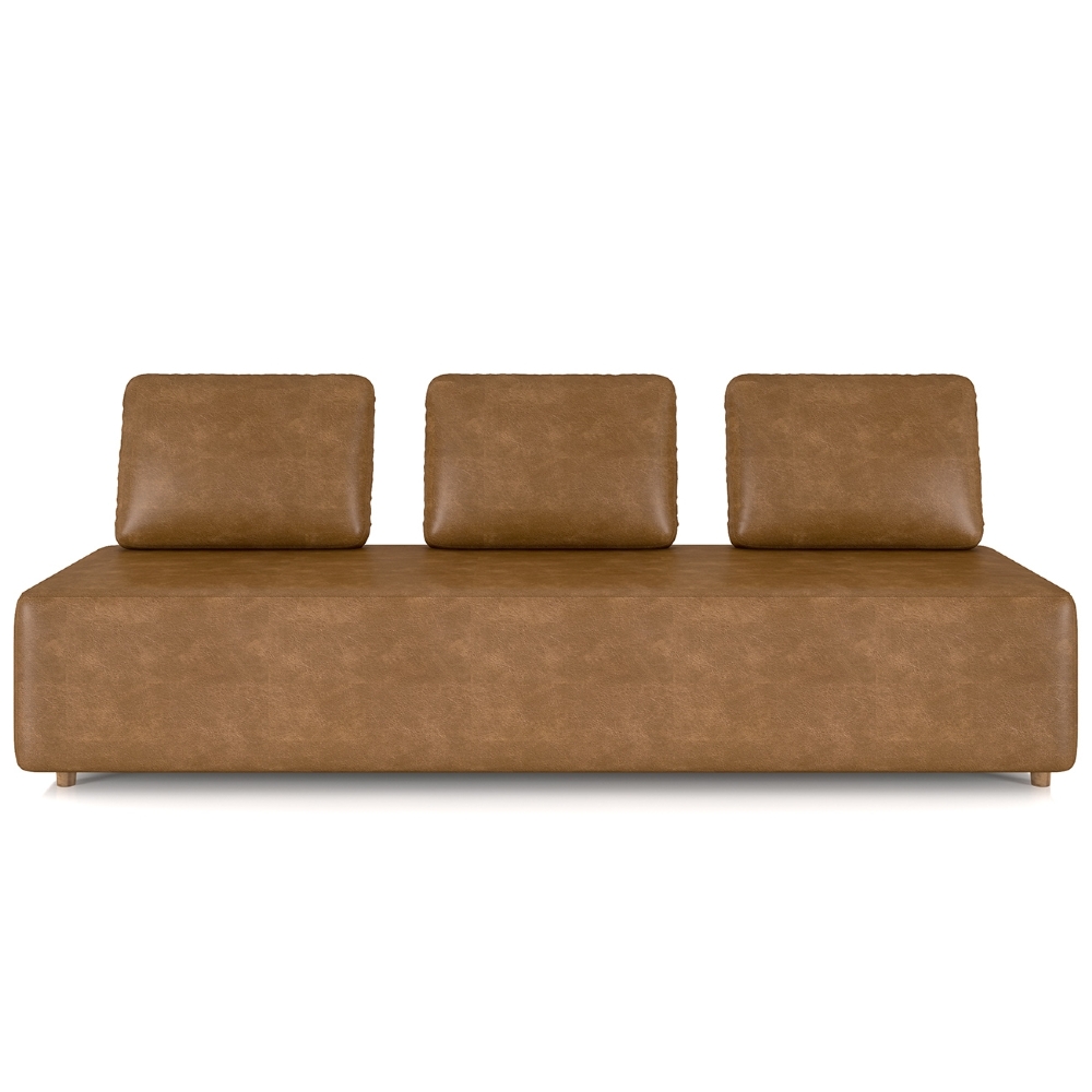 Sofá 3 Lugares 222cm Sala de Estar Rovier Sintético Caramelo Z32 - Mpozenato