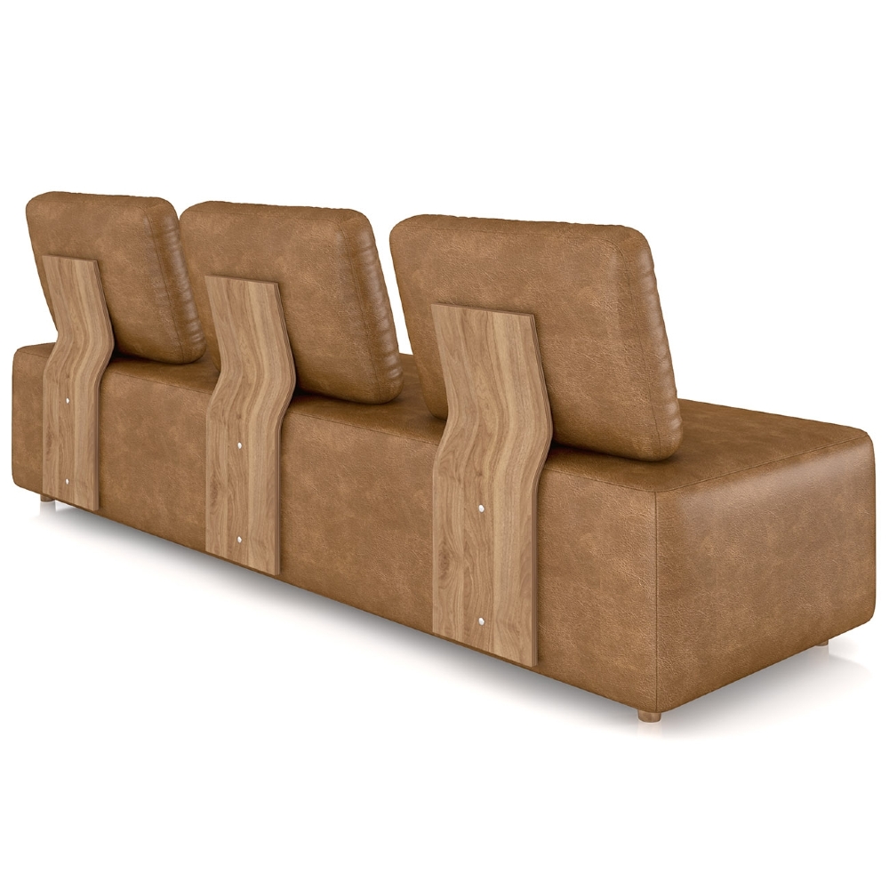 Sofá 3 Lugares 222cm Sala de Estar Rovier Sintético Caramelo Z32 - Mpozenato