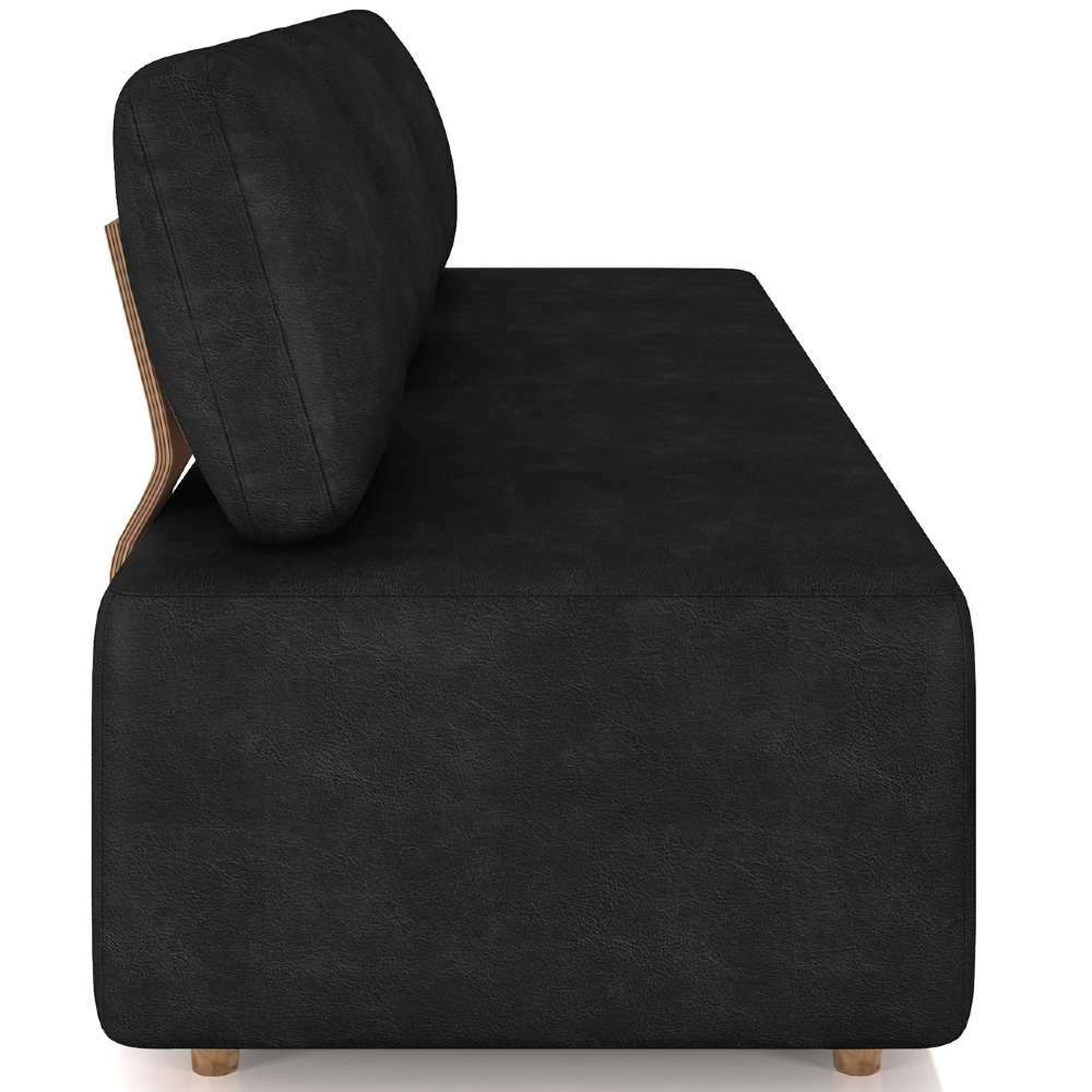 Sofá 3 Lugares 222cm Sala de Estar Rovier Sintético Preto Z32 - Mpozenato