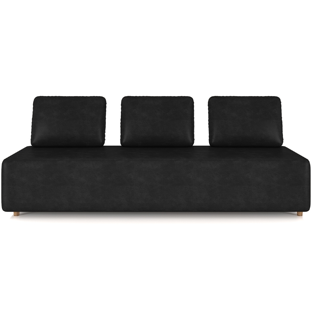 Sofá 3 Lugares 222cm Sala de Estar Rovier Sintético Preto Z32 - Mpozenato