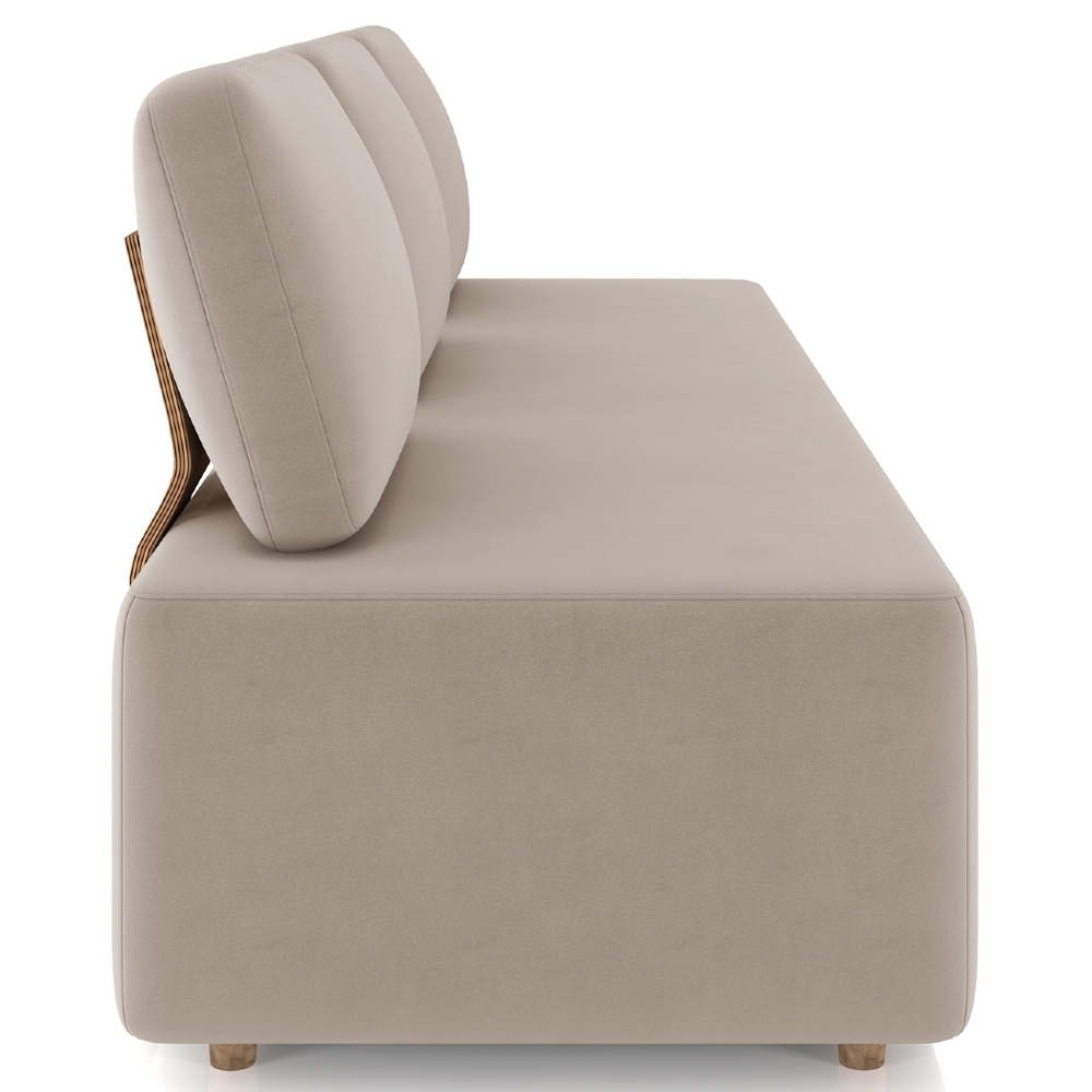 Sofá 3 Lugares 222cm Sala de Estar Rovier Veludo Bege Z32   - Mpozenato