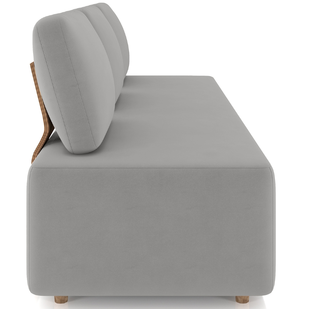 Sofá 3 Lugares 222cm Sala de Estar Rovier Veludo Cinza Z32    - Mpozenato