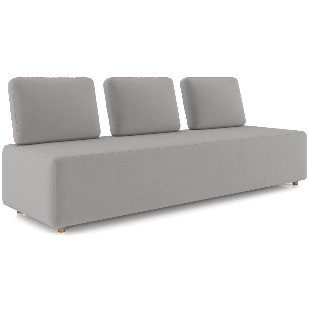 Sofá 3 Lugares 222cm Sala de Estar Rovier Veludo Cinza Z32    - Mpozenato