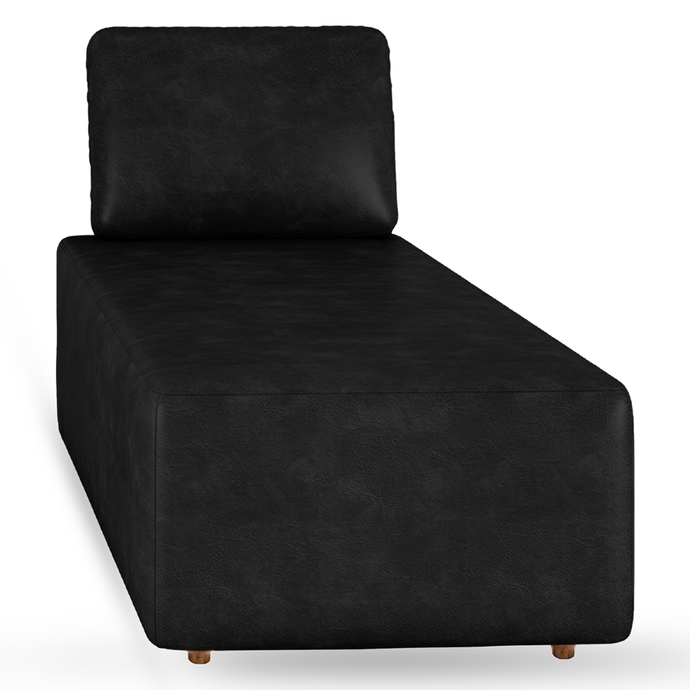 Sofá Chaise Modular 74cm Sala de Estar Sintético Preto Z32 - Mpozenato
