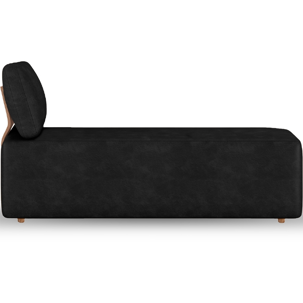 Sofá Chaise Modular 74cm Sala de Estar Sintético Preto Z32 - Mpozenato